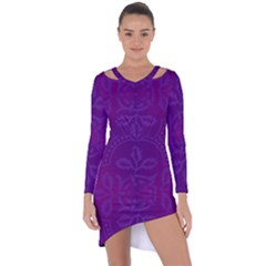 Cloister Advent Purple Asymmetric Cut-out Shift Dress