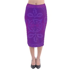 Cloister Advent Purple Velvet Midi Pencil Skirt