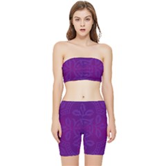 Cloister Advent Purple Stretch Shorts And Tube Top Set