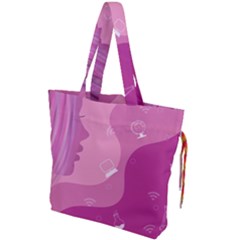 Online Woman Beauty Purple Drawstring Tote Bag