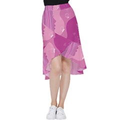Online Woman Beauty Purple Frill Hi Low Chiffon Skirt