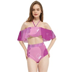 Online Woman Beauty Purple Halter Flowy Bikini Set 