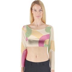 Line Pattern Dot Long Sleeve Crop Top by Alisyart