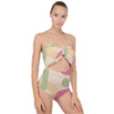 Line Pattern Dot Scallop Top Cut Out Swimsuit View1