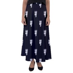 Man Head Caricature Drawing Pattern Flared Maxi Skirt by dflcprintsclothing