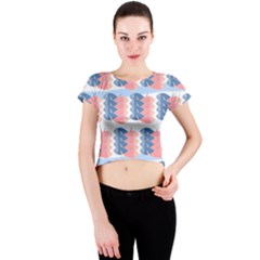 Fish Texture Rosa Blue Sea Crew Neck Crop Top by HermanTelo