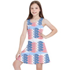 Fish Texture Rosa Blue Sea Kids  Lightweight Sleeveless Dress