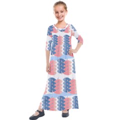 Fish Texture Rosa Blue Sea Kids  Quarter Sleeve Maxi Dress by HermanTelo