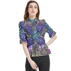 Metallizer Factory Glass Frill Neck Blouse