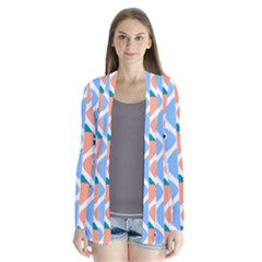 Illustrations Of Fish Texture Modulate Sea Pattern Drape Collar Cardigan