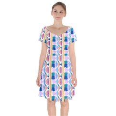 Illustrations Of Fish Texture Modulate Sea Pattern Short Sleeve Bardot Dress