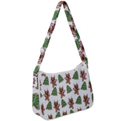 Gingerbread Krampus Zip Up Shoulder Bag by Valentinaart