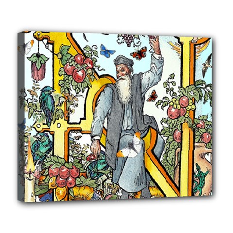 The Illustrated Alphabet - N - By Larenard Deluxe Canvas 24  X 20  (stretched) by LaRenard