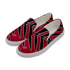 Leaves Silhouette Tropical Style Print Women s Canvas Slip Ons by dflcprintsclothing