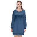 Aegean Blue - Long Sleeve Chiffon Shift Dress  View1