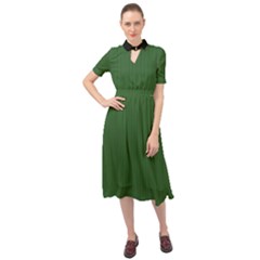 Basil Green - Keyhole Neckline Chiffon Dress