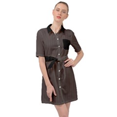 Ash Grey - Belted Shirt Dress by FashionLane