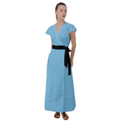 Baby Blue - Flutter Sleeve Maxi Dress by FashionLane