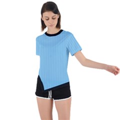 Baby Blue - Asymmetrical Short Sleeve Sports Tee by FashionLane