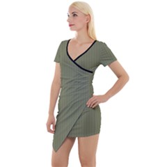 Calliste Green - Short Sleeve Asymmetric Mini Dress by FashionLane
