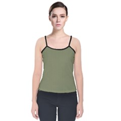 Calliste Green - Velvet Spaghetti Strap Top by FashionLane