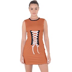 Coral Rose - Lace Up Front Bodycon Dress by FashionLane