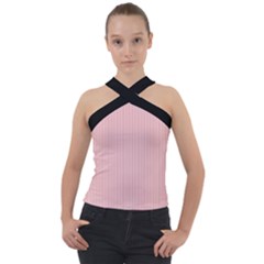 Baby Pink - Cross Neck Velour Top by FashionLane