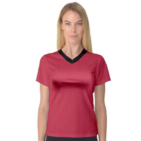 French Raspberry Red - V-neck Sport Mesh Tee by FashionLane