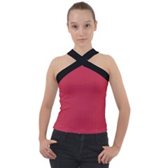 French Raspberry Red - Cross Neck Velour Top