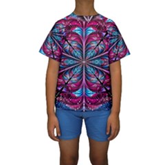 Fractal Flower Kids  Short Sleeve Swimwear by Sparkle