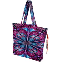 Fractal Flower Drawstring Tote Bag