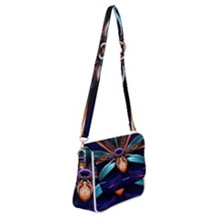 Fractal Flower Shoulder Bag With Back Zipper by Sparkle