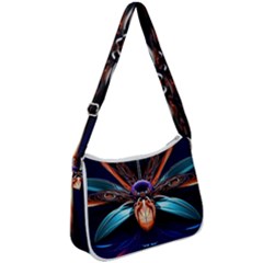 Fractal Flower Zip Up Shoulder Bag by Sparkle