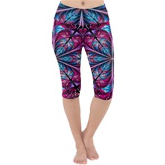 Fractal Flower Lightweight Velour Cropped Yoga Leggings