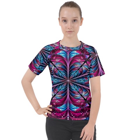 Fractal Flower Women s Sport Raglan Tee by Sparkle