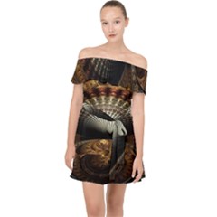 Fractal Illusion Off Shoulder Chiffon Dress by Sparkle