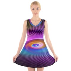 Fractal Illusion V-Neck Sleeveless Dress