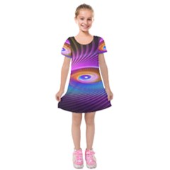 Fractal Illusion Kids  Short Sleeve Velvet Dress