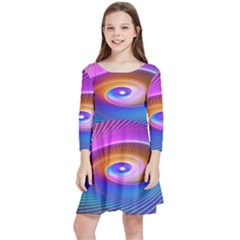 Fractal Illusion Kids  Quarter Sleeve Skater Dress