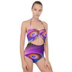 Fractal Illusion Scallop Top Cut Out Swimsuit