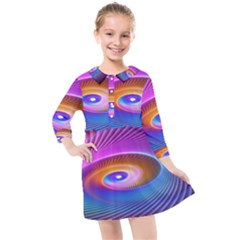 Fractal Illusion Kids  Quarter Sleeve Shirt Dress