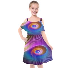 Fractal Illusion Kids  Cut Out Shoulders Chiffon Dress