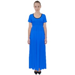 Azure Blue - High Waist Short Sleeve Maxi Dress by FashionLane