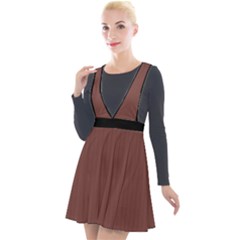 Bole Brown - Plunge Pinafore Velour Dress by FashionLane