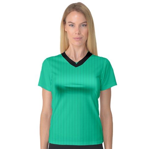 Caribbean Green - V-neck Sport Mesh Tee by FashionLane