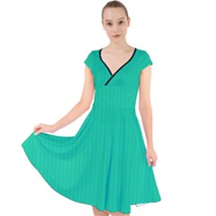 Caribbean Green - Cap Sleeve Front Wrap Midi Dress by FashionLane