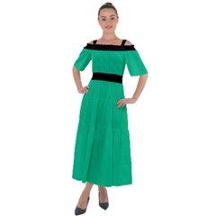 Caribbean Green - Shoulder Straps Boho Maxi Dress  by FashionLane