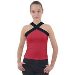 Flame Scarlet - Cross Neck Velour Top by FashionLane