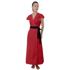 Flame Scarlet - Flutter Sleeve Maxi Dress by FashionLane