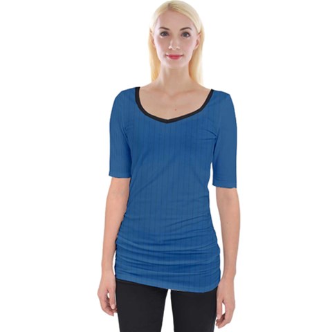 Classic Blue - Wide Neckline Tee by FashionLane